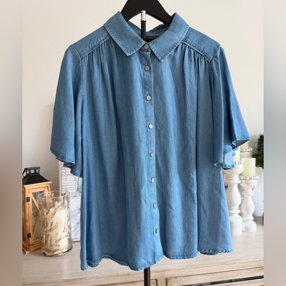 Liverpool Blue Chambray Button-Down Shirt